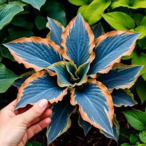 Хоста Океан Вью купить по цене от 960р. в интернет-магазине «Посадика» с доставкой почтой в в Болхове и по всей России – [изображение №1].