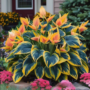 Хоста Флейм Данс купить по цене от 650р. в интернет-магазине «Посадика» с доставкой почтой в в Болхове и по всей России – [изображение №1].